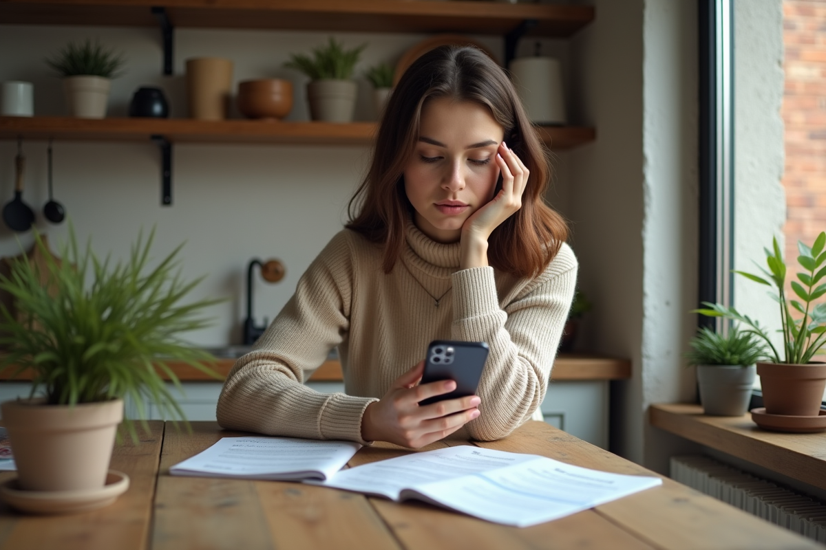 Jeune femme analysant des documents d