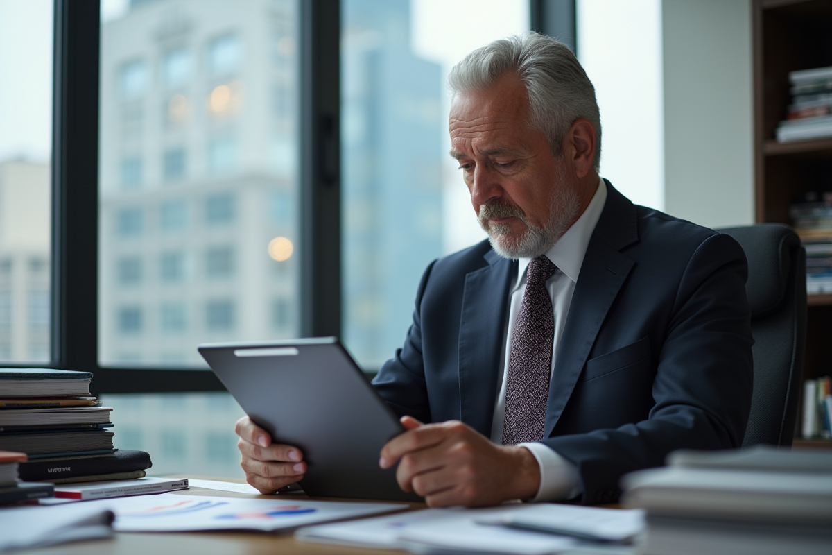 Directeur de mode analysant des graphiques dans un bureau