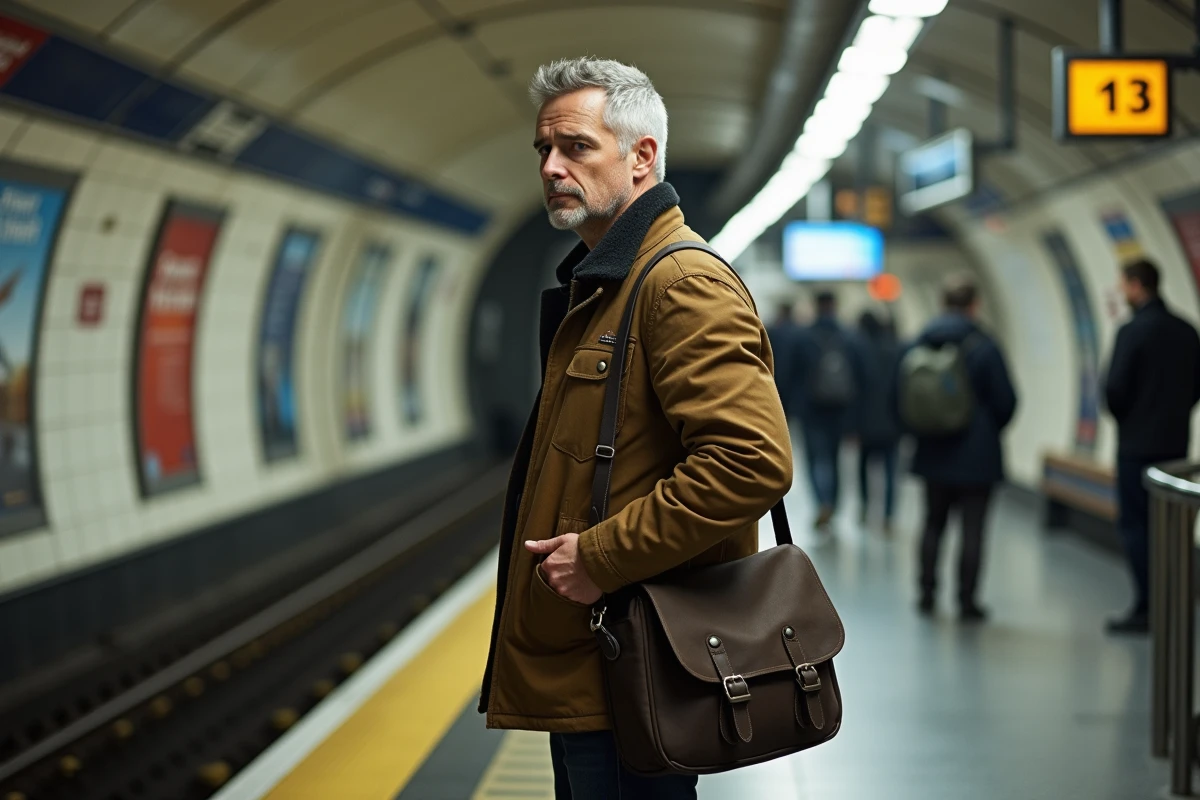 Homme d'âge moyen dans le métro parisien en automne