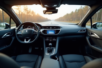 Intérieur moderne d'une Peugeot 308 GT avec tableau digital